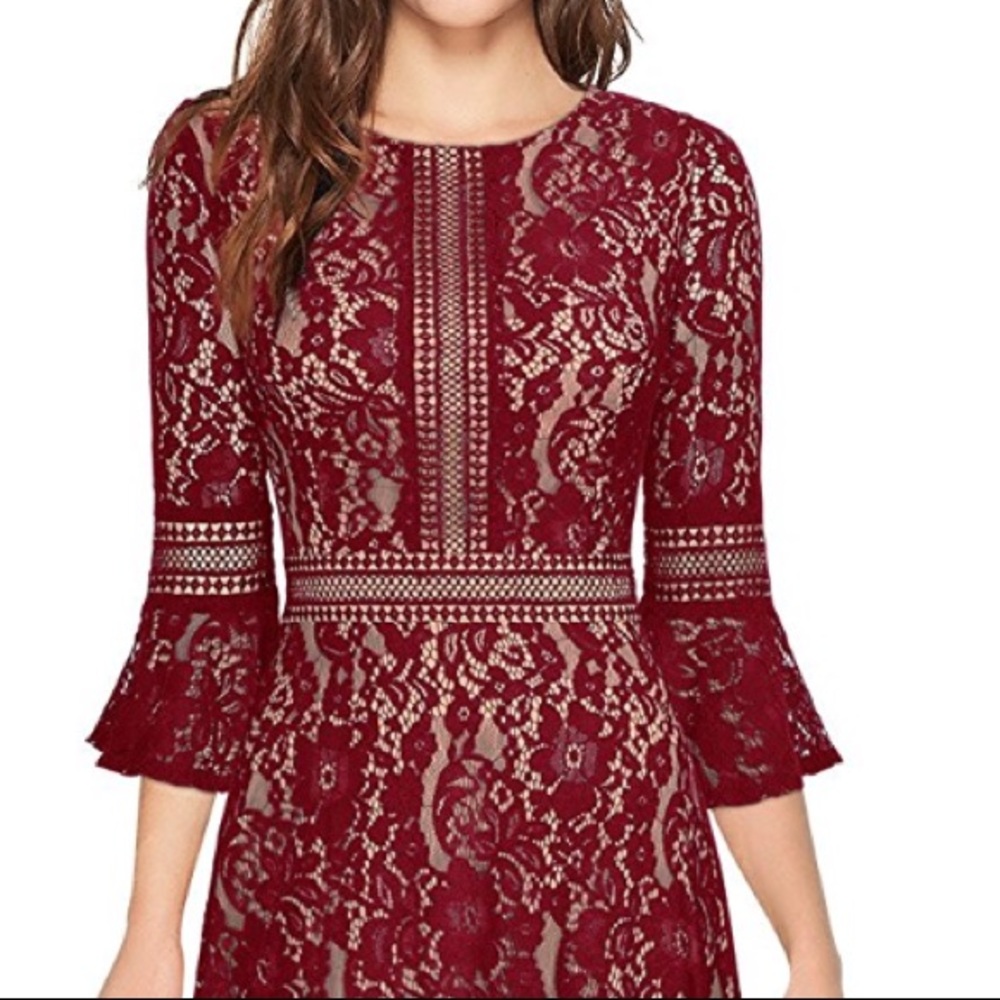 Burgundy long modest gown prom - Picture 1 of 4